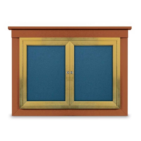 United Visual Products 24"x36" 1-Door Enclosed Letterboard, Header, Green Felt/Cherry UV2621HD-CHERRY-GREEN